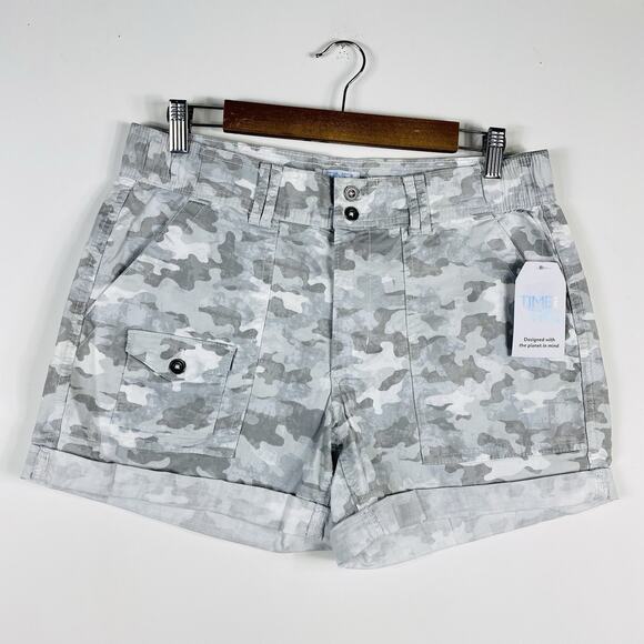 Time And Tru Size 8 Camo Print Utility Shorts Gray Cotton Blend - Picture 3 of 6